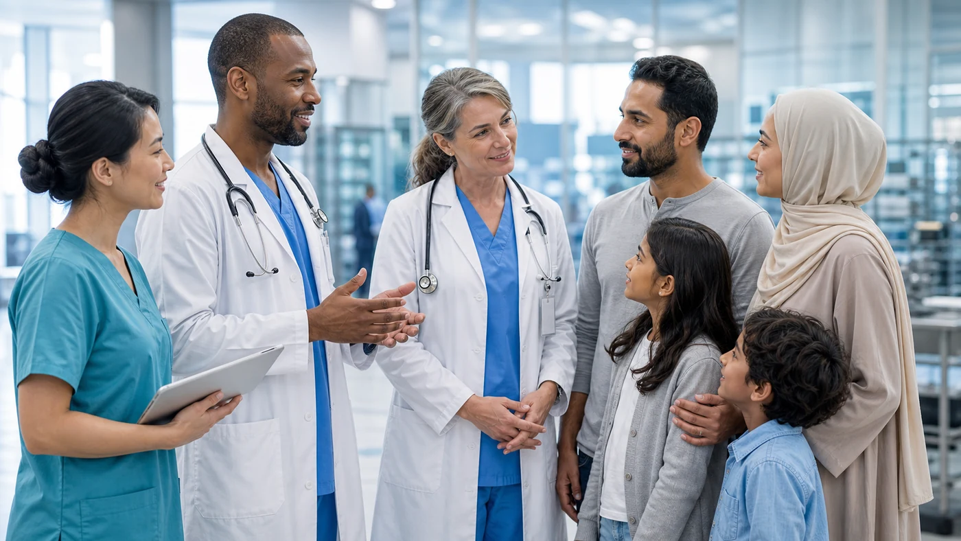 Healthcare professionals providing human-centered care